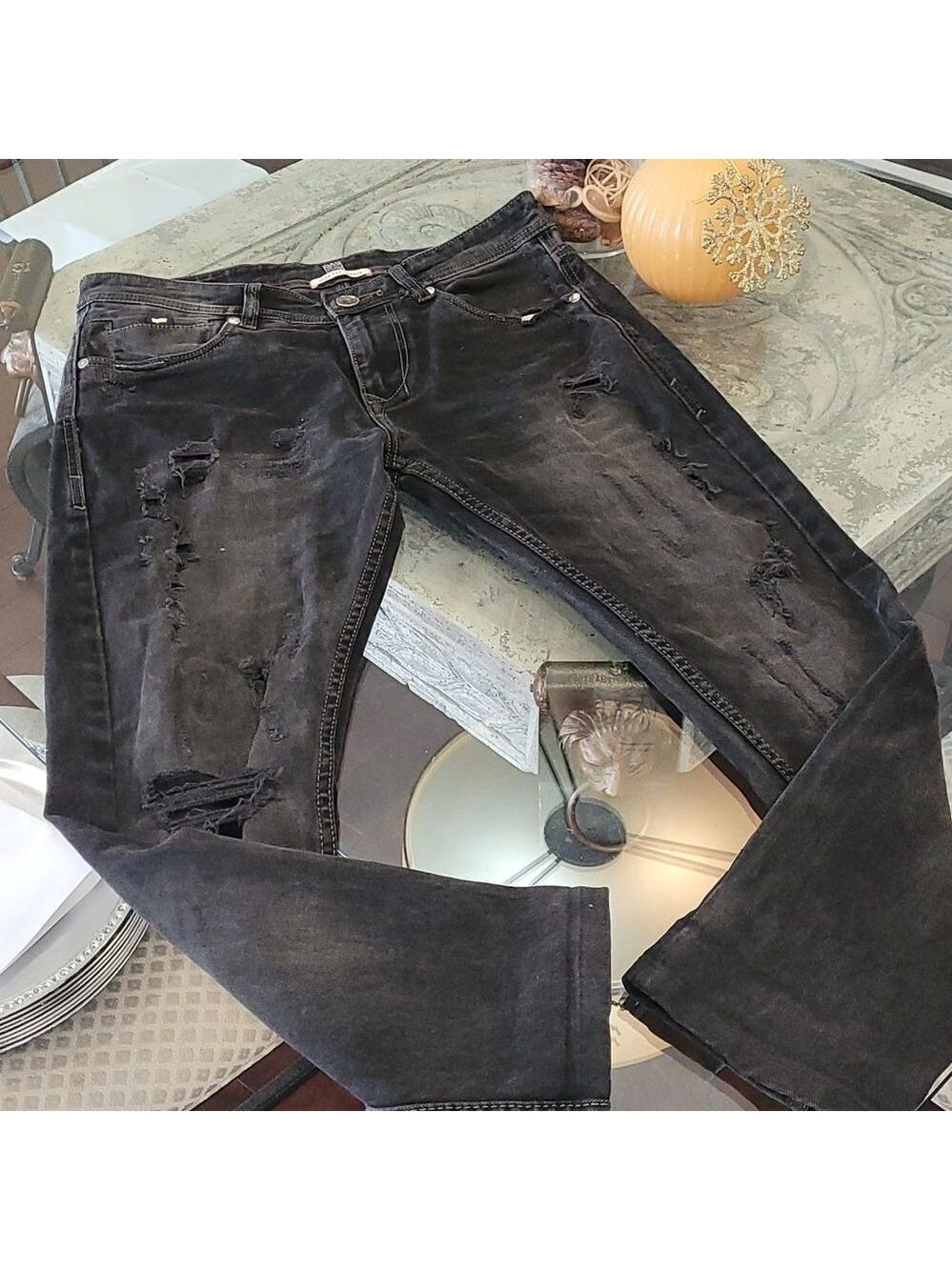 Gas BLACK DISTRESSED JEANS